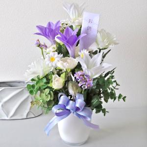 仏花 造花 紫と白のユリとラナンキュラスのお供え...の商品画像