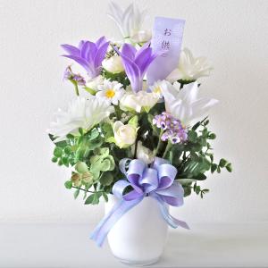 仏花 造花 紫と白のユリとラナンキュラスのお供...の詳細画像1