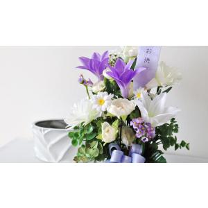 仏花 造花 紫と白のユリとラナンキュラスのお供...の詳細画像3