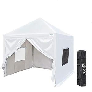 Quictent ワンタッチ タープテント 3段階調節 UVカット 耐水 スチール キャンプ アウトドア 耐水専用横幕/サイドシート4枚付属 テント