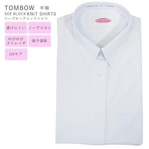 2枚組 制服 ブラウス 女子 半袖 TOMBOW シャツ スクールシャツ 半袖シャツ WHITE 中学生 2181005-01 シーブロックニットシャツ SEEBLOCK KNITSHIRTS 2枚セット