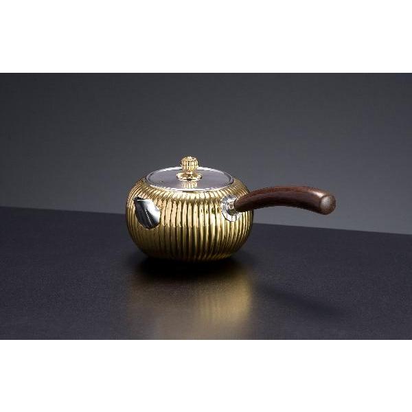 急須　豪華な金彩の菊花模様　純銀製菊割急須