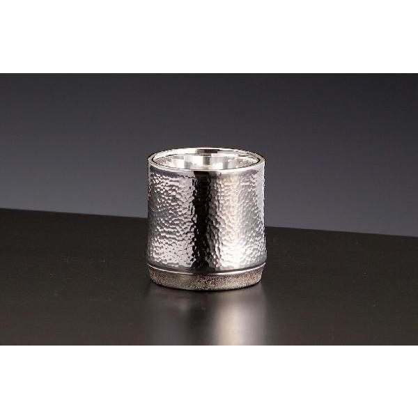 二重構造で保温性の有る純銀製竹型ぐいのみ