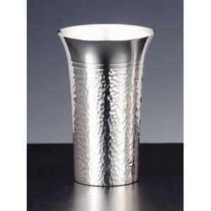 熱伝導率の良い純銀でビールが旨い純銀製鎚目打ちビアカップ