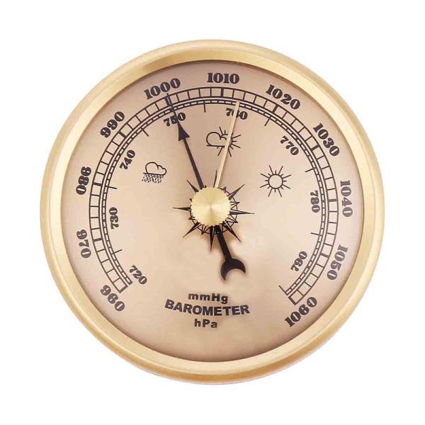 金属製 アネロイド式 気圧計 70mm ゴールド 気象用計器 アナログ 小型 地学 気象 観測 予測...