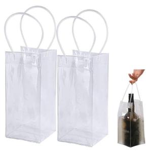 ZHEJIA ワインバッグ2個セットクーラーバック ワイン用 手提げ袋 アイスクーラーバッグ 飲み物 クリア 防水 保冷バッグ 耐久性 透明｜silver-knight-mart