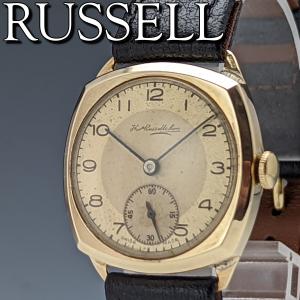 1950年頃 英国ヴィンテージ 動作良好 ラッセル K9金無垢デニソンケース 紳士用腕時計｜silver-lug