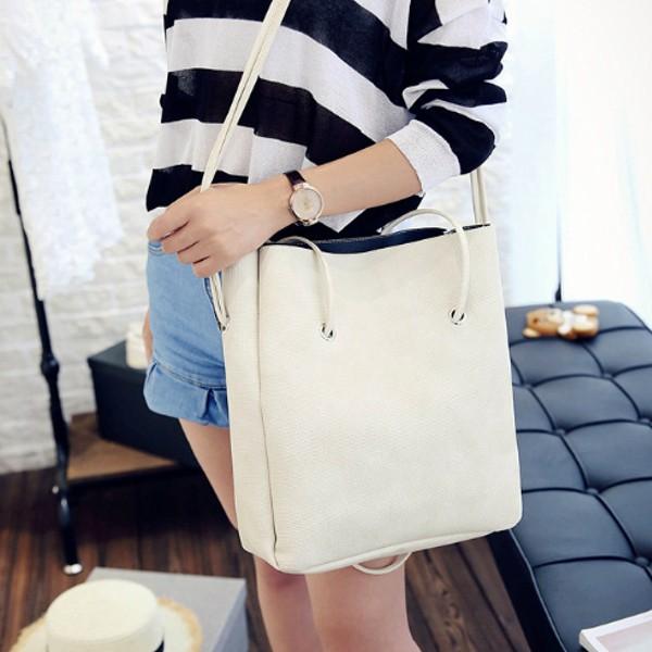 トートバッグ レディース ショルダーバック レザー シンプル アイボリー mb2