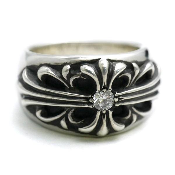 フローラルクロスリング シルバー925 メンズ レディース  指輪 キュービックジルコニア ハイクオ...