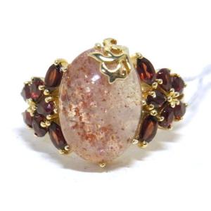【碌山】ストロベリークォーツとガーネットのデザイン　リング