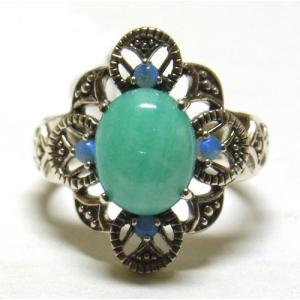 【碌山】アマゾナイトのアンティークデザインリング　11号