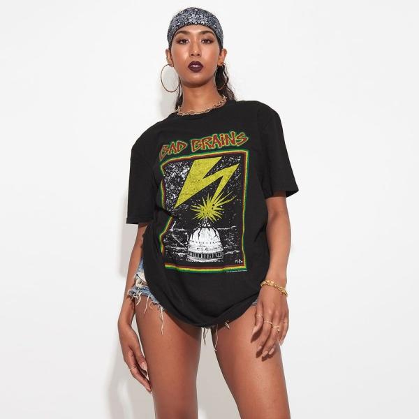 Tシャツ メンズ 半袖 綿100% ブランド BAD BRAINS バッドブレインズ バンド プリン...