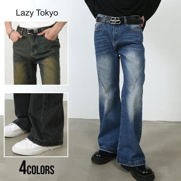 デニムパンツ メンズ ジーンズ ジーパン フレア ヴィンテージ風 アメカジ ブラック 黒 40代 5...