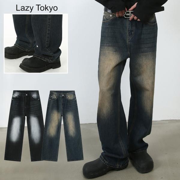 デニムパンツ メンズ ブランド ボトムス ストレート ワイド 太め ヴィンテージ 大きいサイズ La...