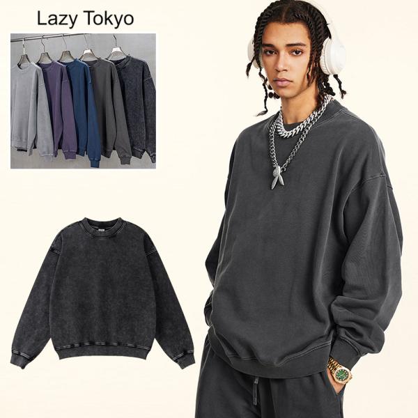 トレーナー メンズ 長袖 スウェット 無地 ヘビーコットン オーバーサイズ トップス S M L 爆...