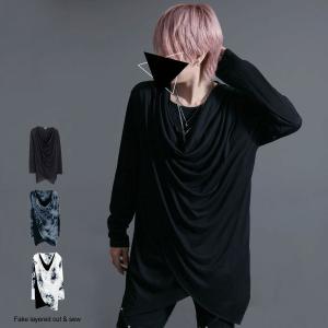 CavariA（キャバリア） ロンT メンズ 長袖 Tシャツ 無地 ラメ ボウタイ