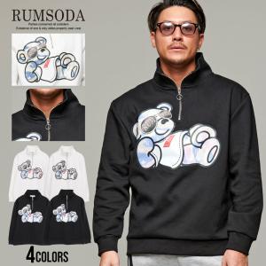 ハーフジップ トレーナー メンズ ブランド おしゃれ 長袖 トップス スウェット スエット ベア クマ くま プリント RUMSODA ファッション｜silverbulletxfuga