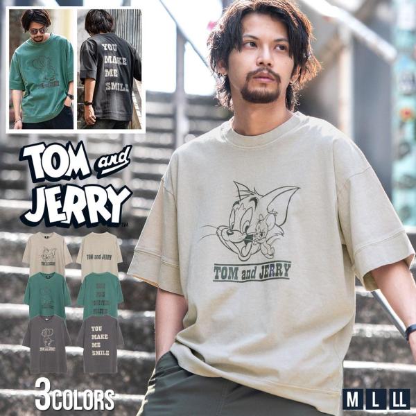 TOM&amp;JERRY トムとジェリー Tシャツ メンズ レディース アニメ オーバーサイズ ピグメント...