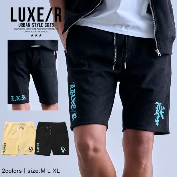 ハーフパンツ メンズ スウェード ロゴ プリント ショーツ ストレッチ セットアップ対応 40代 5...