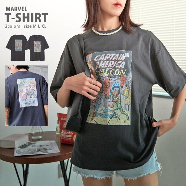 Tシャツ レディース メンズ 半袖 SPIDER-MAN スパイダーマン キャプテンアメリカ マーベ...