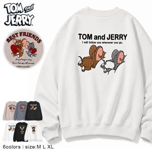 TOM&JERRY トムとジェリー トレーナー メンズ レディース 大きいサイズ サガラ刺繍 黒 白 秋冬 40代 50代 ちょいワルファッション50