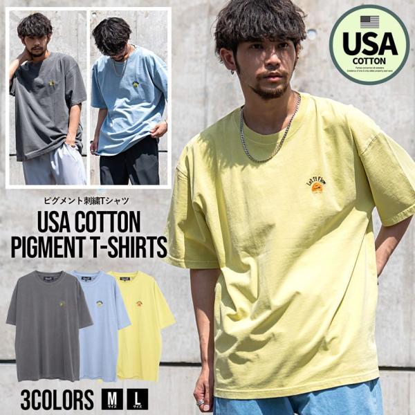 Tシャツ メンズ 半袖 綿100% おしゃれ アメカジ 刺繍 ピグメント 大きいサイズ 春 夏 爆買