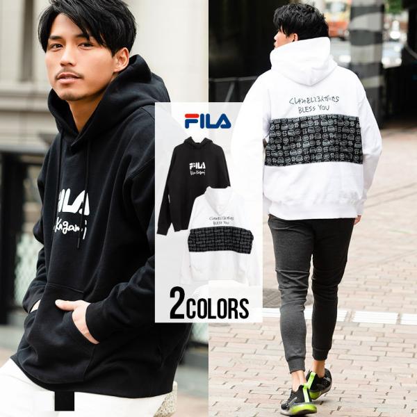 FILA フィラ プルパーカー メンズ フーディー スウェット ヘビーウェイト 裏毛 綿 コットン ...