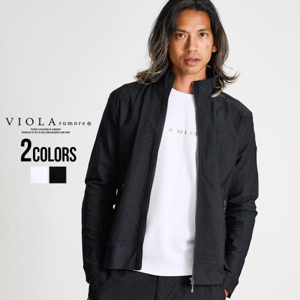 ブルゾン メンズ ジップアップ ジャージ 羽織り ジャガード ロゴ 総柄 ストレッチ セットアップ対...