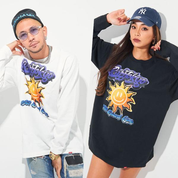 長袖Tシャツ メンズ ロンT RAZZIS ラズ スマイル太陽プリントクルーネック長袖Tシャツ/全2...