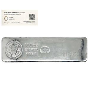 3.1kg Nadir Metal Refinery　シルバー 銀インゴット　銀地金　新品未使用品 LBMA｜silvercom