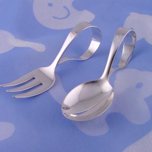 銀製 曲型無地ベビースプーン・フォークセット : シルバーオオノヤフー