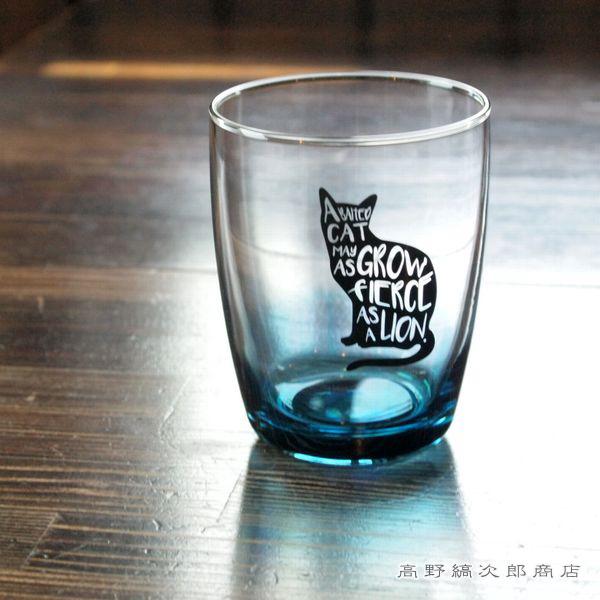ネコグラス COLOR GLASS ANIMAL CAT キャット ブルー 猫 雑貨 コップ タンブ...
