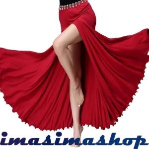 ベリーダンス社交ダンススカートセクシースリット無地コスチュームアラビア衣装ステージ練習着イレギュラースカート