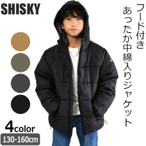 SHISKY シスキー 中綿 ジャケット フード付き 襟付き アウター パーカー ジップアップ コート キッズ 男の子  ジャンパー ジャンバー ジュニア 黒
