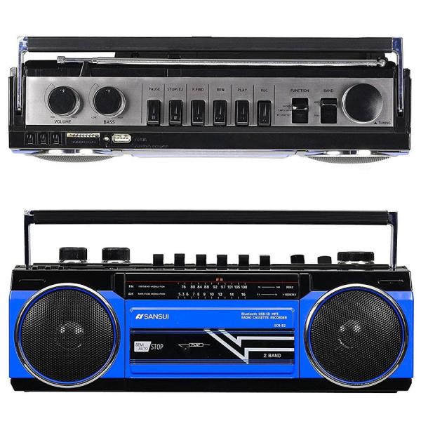 SANSUI ブルー SCR-B2 BL カセットテープレコーダー レトロ ラジカセ サンスイ (0...