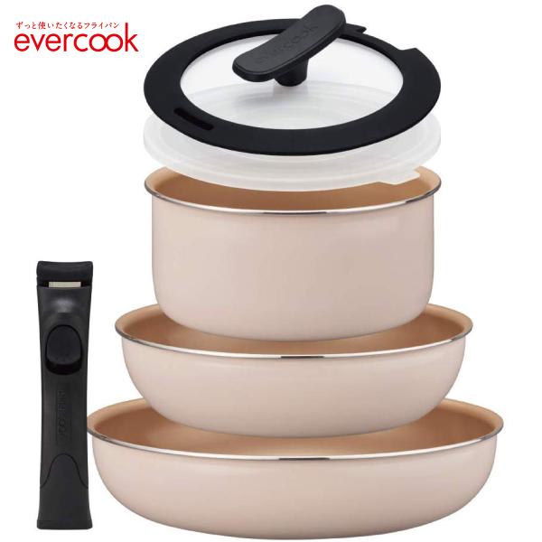 evercook エバークック フライパン 6点 セット EFIS6IV 着脱式 IH ガス 対応 ...