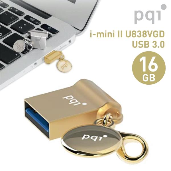 PQI i-mini II UD838VGD 16GB ゴールド USB 3.0 USBメモリ  亜...