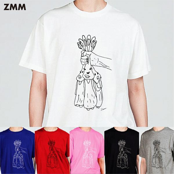ZMM art T-shirt 吊兎 ツルシウサギ (フロントプリント) S M L アート Tシャ...