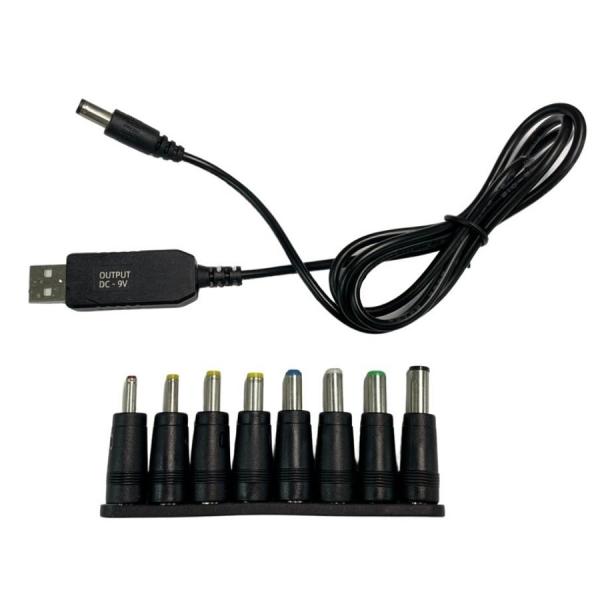 TR-UDK001-9V USB DC 電源ケーブル Type-A 9V ケーブル 1m 8種アダプ...