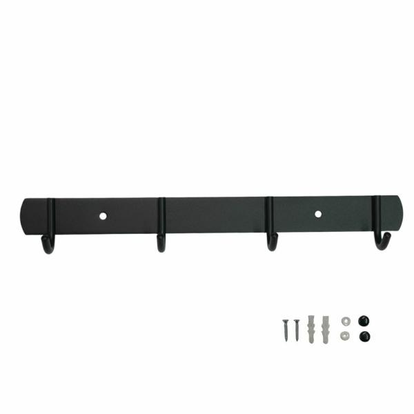 TR-KF001-4 壁面用 ステンレスフック 4連 ブラック 耐荷重10kg 壁 棚 防水 ウォー...