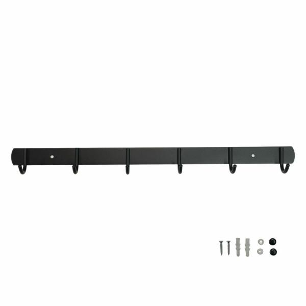 TR-KF001-6 壁面用 ステンレスフック 6連 ブラック 耐荷重10kg 壁 棚 防水 ウォー...