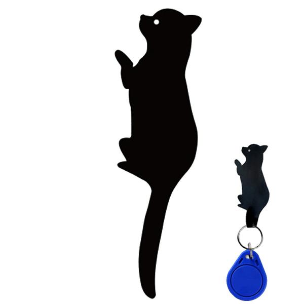 TR-KF002-B 黒猫尻尾フック 3匹セット 両面テープ 耐0.5kg 鍵 小物 玄関 キッチン...