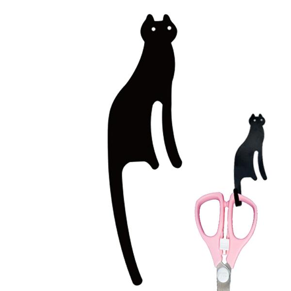 TR-KF002-C 黒猫尻尾フック 3匹セット 両面テープ 耐0.5kg 鍵 小物 玄関 キッチン...