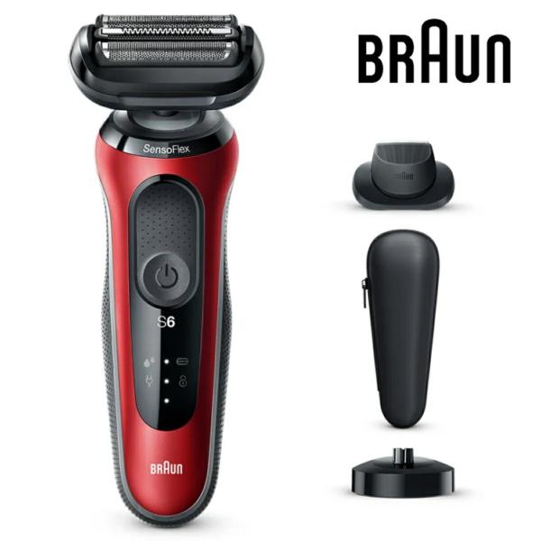 BRAUN 60-R4200cs シリーズ6 充電式 シェーバー 肌にやさしい 深剃り 防水 レッド...