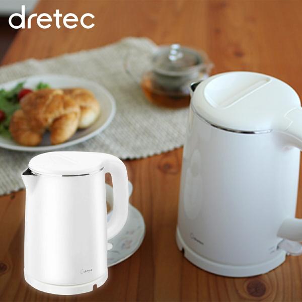 dretec PO-360WT 電気ケトル 1.0L タルボ 水量目盛付き ホワイト PO-360W...