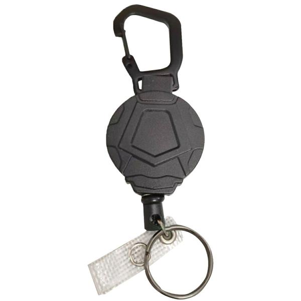 TR-STP012-BK カラビナ付き リールストラップ ワイヤータイプ 最大50cm スナップボタ...