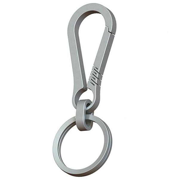 TR-KH004-BK カラビナキーホルダー チタン製 リング付 鍵 小物 工具 作業 アウトドア ...