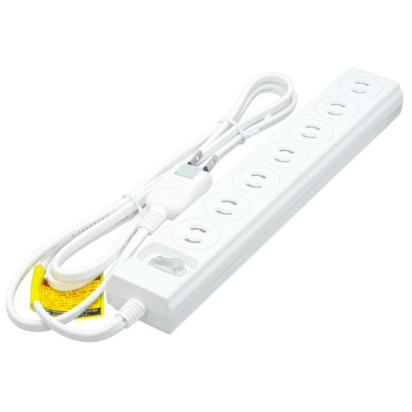 TR-S7T2L02W 延長コード OAタップ 雷ガード 背面マグネット付き 7個口 2m 一括スイ...