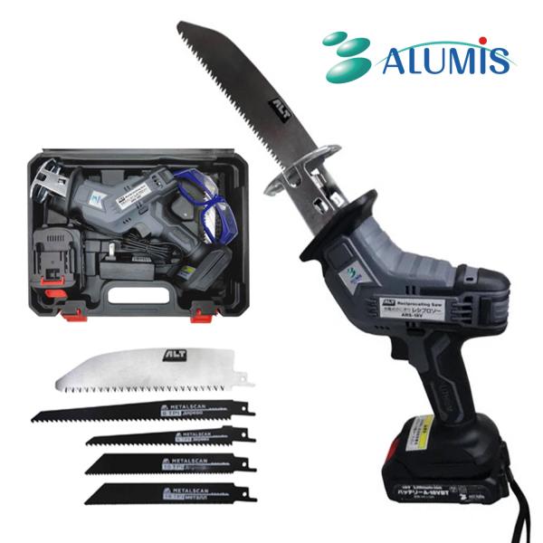 アルミス ARS-18V 充電式 電動のこぎり レシプロソー 5種ブレード付属 LEDライト 保護メ...