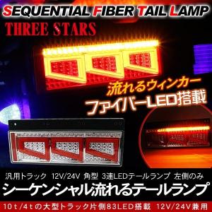 シーケンシャル ファイバー LED テールランプ 運転席側用 3連 角型